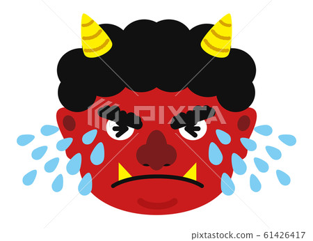 插圖：Oni Oni Setsubun豆Maki材料面部表情臉紅色惡魔Aka Oni紅色Aka（帶有矢量） 61426417