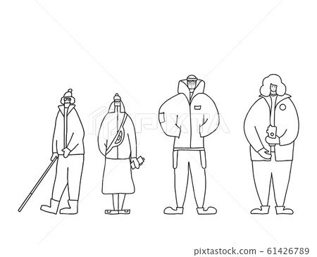 Winter people dressed in warm outdoor clothes. Winter people dressed in warm outdoor clothes. 61426789