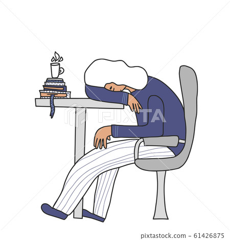 Tired Person Sitting And Sleeping Vector Design Stock