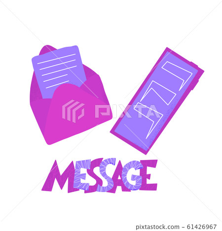 Message text with envelop and phone mail. Message text with envelop and phone mail. 61426967