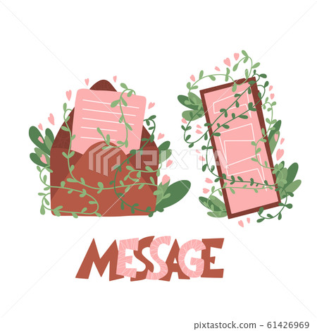 Message text with envelop and phone mail. Message text with envelop and phone mail. 61426969