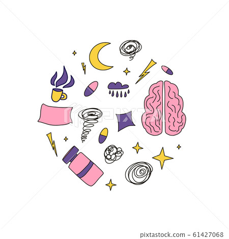 Mental disoder. Young people sitting on the floor. 61427068