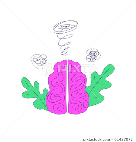 Mental disoder. Young people sitting on the floor. 61427072