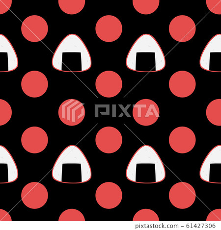Seamless pattern of rice balls and dots black & red 61427306