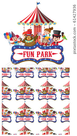 Seamless background design with animals at circus Seamless background design with animals at circus 61427936