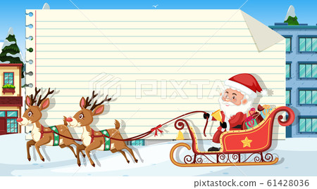 Paper template with Santa and reindeers Paper template with Santa and reindeers 61428036