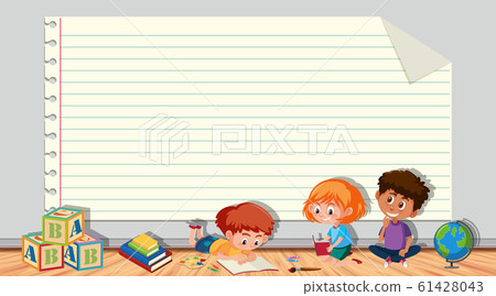 Paper template with kids playing in the room Paper template with kids playing in the room 61428043