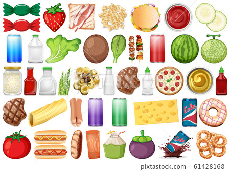 Set of isolated objects theme - food and beverage Set of isolated objects theme - food and beverage 61428168