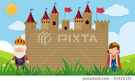 Border template with king and queen at the castle 61428195