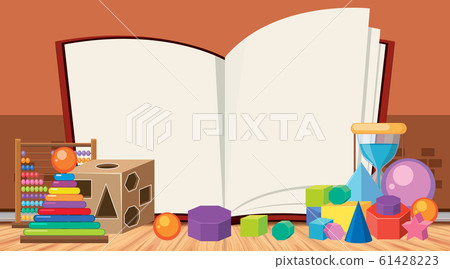 Book template with many toys 61428223