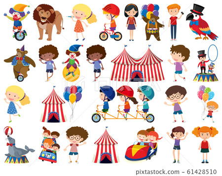 Large set of isolated objects of kids and circus 61428510