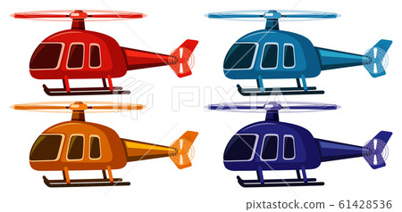 Set of four pictures of helicopters in different 61428536