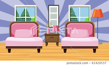 Room with two pink sofa and cushions 61428537