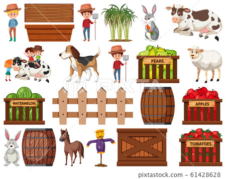 Large set of isolated farm objects 61428628