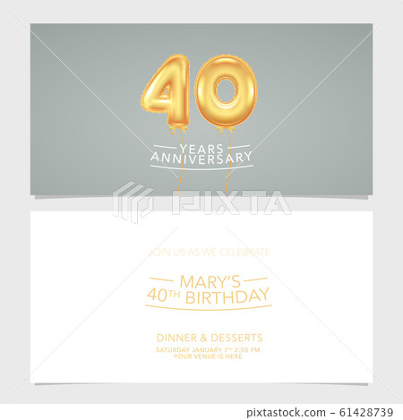 40 years anniversary invitation card vector illustration. Double sided graphic design template 61428739