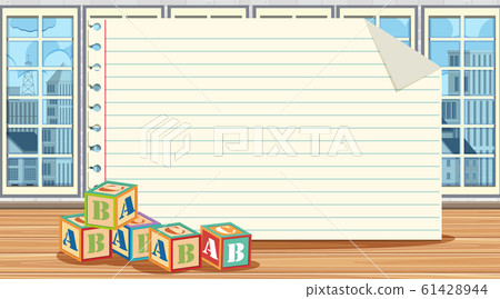 Paper template with alphabet blocks on the floor Paper template with alphabet blocks on the floor 61428944