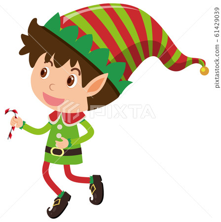 Single character of christmas elf on white Single character of christmas elf on white 61429039