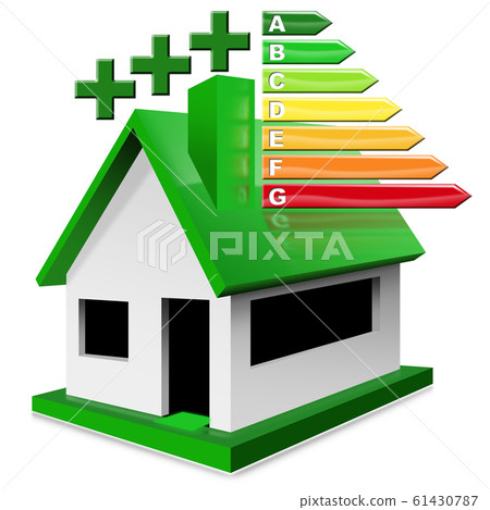House Energy Efficiency Rating - Residential building with performance chart 61430787