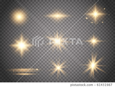 Set of golden glowing lights Set of golden glowing lights 61431987