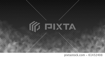 Fog or smoke cloud isolated on transparent background. Realistic smog, haze, mist or cloudiness effect. 61432408