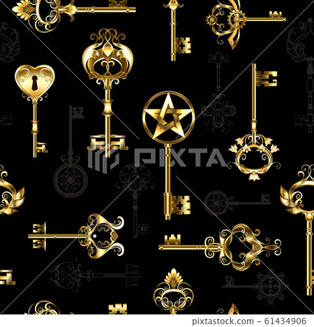 Seamless pattern with golden keys 61434906