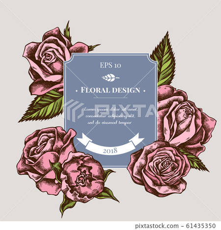 Badge design with colored roses Badge design with colored roses 61435350