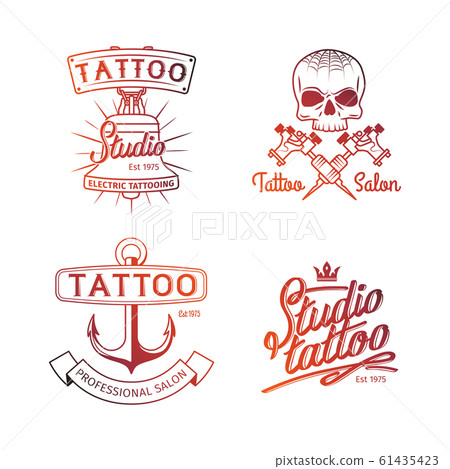 Tattoo Studio Logo Colorful Logos For Tattoo Stock Illustration