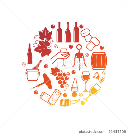 Wine icons isolated on white Wine icons isolated on white 61435506
