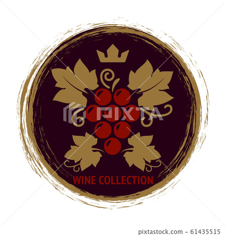 Wine label with grape and leaves Wine label with grape and leaves 61435515