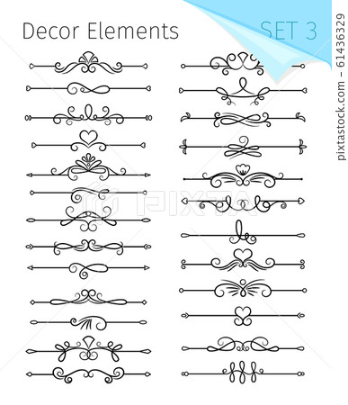 Text dividers. Vector typographic line divider set, retro book ornate bumpers, vintage text separators 61436329