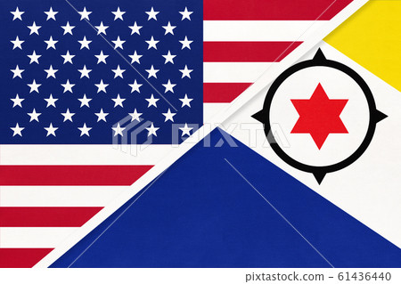 USA vs Bonaire island national flag. USA vs Bonaire island national flag. 61436440