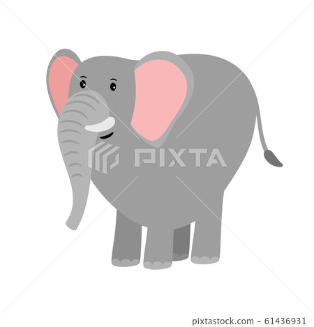 Cute grey cartoon elephant 61436931