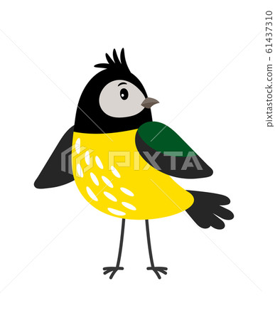 Yellow cartoon tit bird Yellow cartoon tit bird 61437310