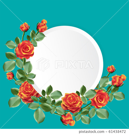 Round paper with orange color roses - Stock Illustration [61438472] - PIXTA