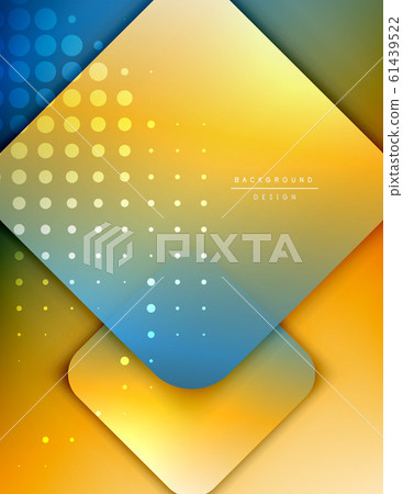 Rounded squares shapes composition geometric abstract background. 3D shadow effects and fluid gradients. Modern overlapping forms. 61439522