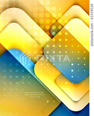Rounded squares shapes composition geometric abstract background. 3D shadow effects and fluid gradients. Modern overlapping forms. 61439526
