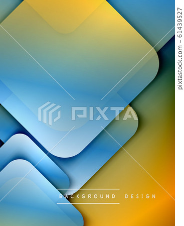 Rounded squares shapes composition geometric abstract background. 3D shadow effects and fluid gradients. Modern overlapping forms. 61439527