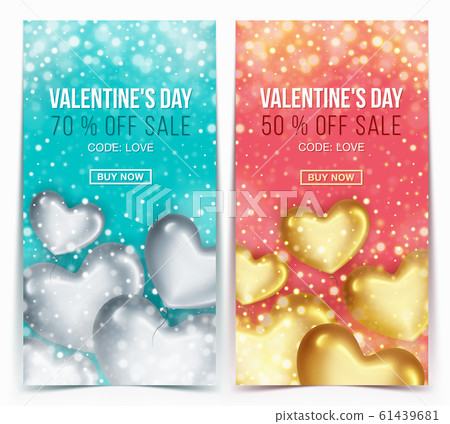 Vertical Sale banner with discount offer for Happy Valentine's Day celebration. Vertical Sale banner with discount offer for Happy Valentine's Day celebration. 61439681