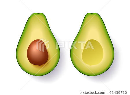 Two Ripe Slices Of Avocado One Slice With Stock Illustration