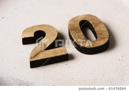 wooden three-dimensional number 20 wooden three-dimensional number 20 61439884