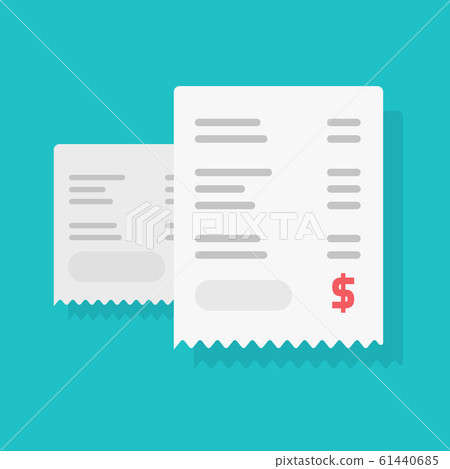 Receipt pay or paper bill payment vector illustration flat cartoon, concept of tax or invoice isolated modern design symbol image Receipt pay or paper bill payment vector illustration flat cartoon, concept of tax or invoice isolated modern design symbol image 61440685