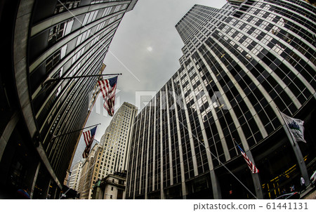 New York Wall Street and Stars and Stripes 61441131