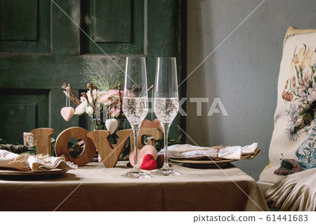 st. Valentines day table setting 61441683