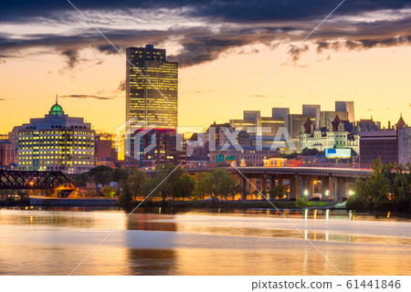 Albany, New York, USA skyline on the Hudson River 61441846