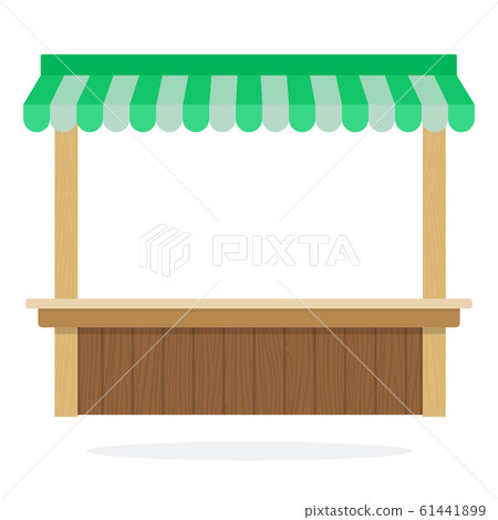 Wooden Street stall with a green roof flat isolated Wooden Street stall with a green roof flat isolated 61441899
