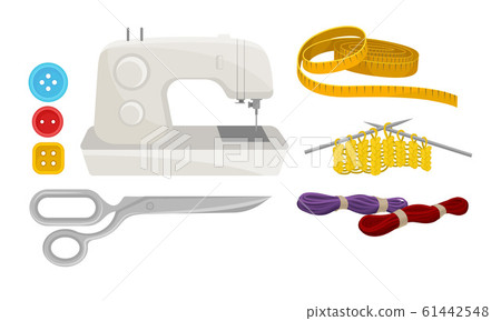 Supplies and Accessories for Sewing Isolated on... - Stock Illustration ...