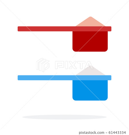 Blue and red measuring spoons for sports vitamins flat isolated 61443334