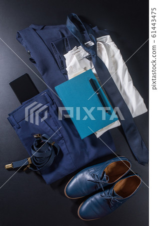 Classic set men clothes blue suit shirt shoes Classic set men clothes blue suit shirt shoes 61443475