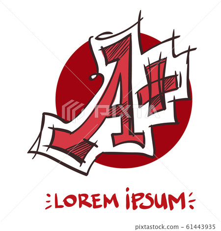 Letter A with a plus sign of the logo. Element for infographics in the hand drawing style 61443935