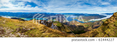 Picturesque autumn Alps mountain lakes view from 61444227